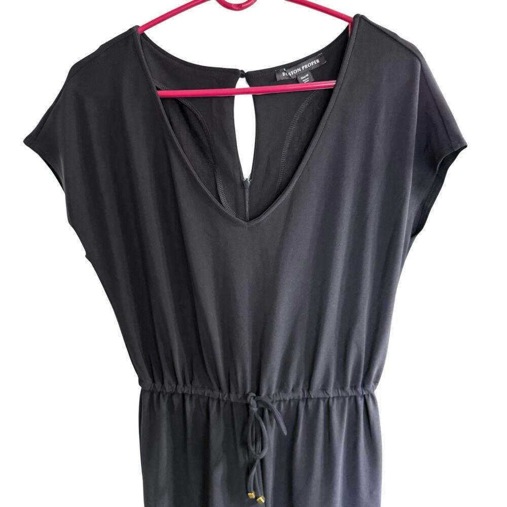 Boston Proper Crop Jumpsuit Black Women's Wide Leg M Whimsigoth Witchy Gothic - Picture 2 of 11